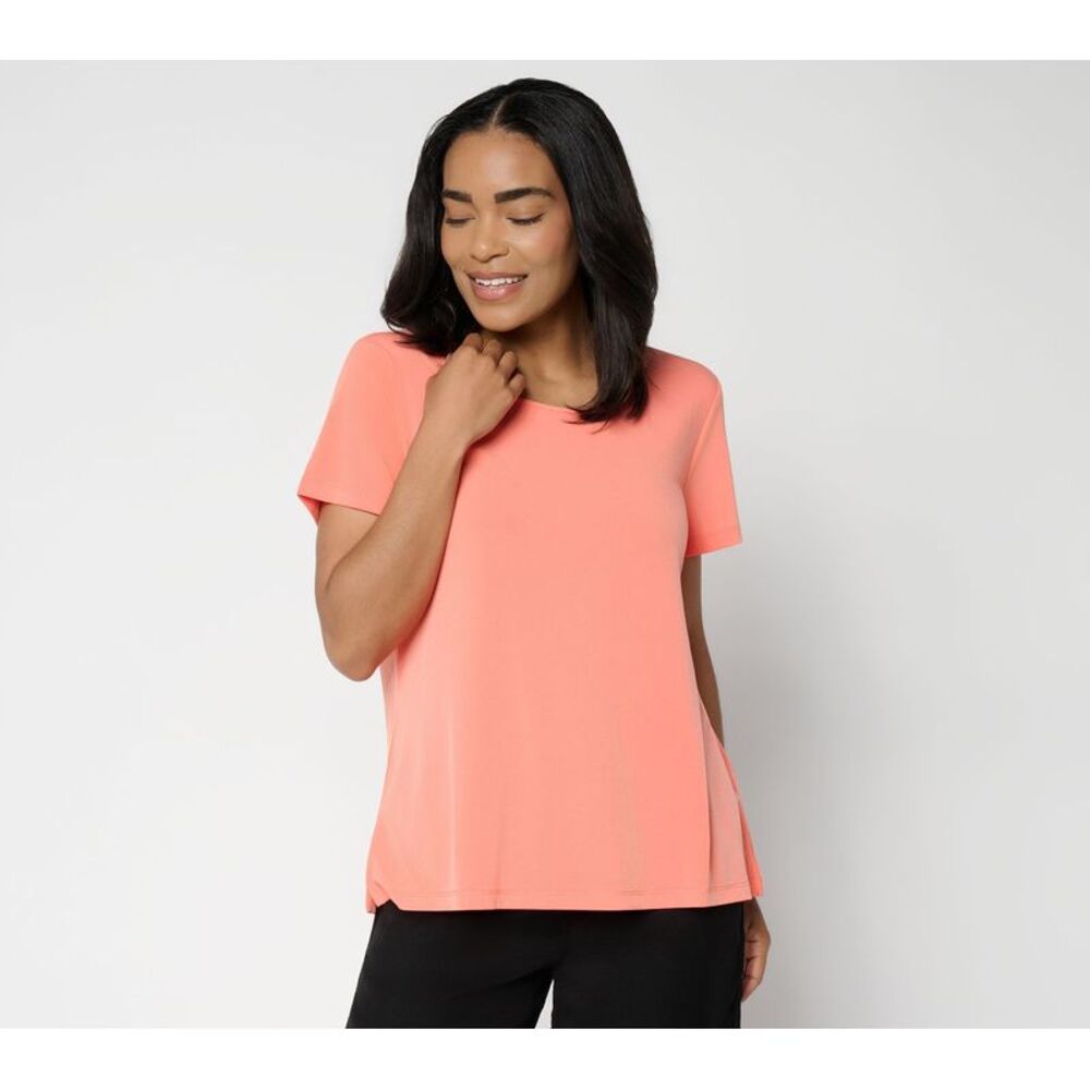 Susan Graver Women's Top Sz XL Essentials Liquid Knit A-Line Ballet Combo